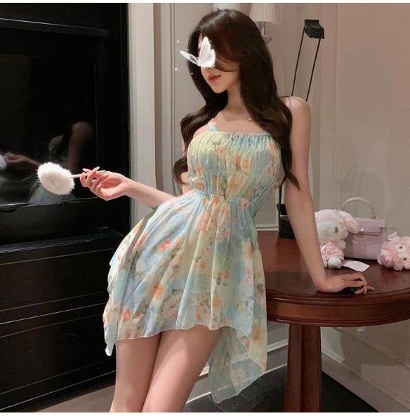 FEE ET MOI - Monet’s Garden Deep V Floral Dress (Blue) FEE ET MOI - Monet’s Garden Deep V Floral Dress (Blue)